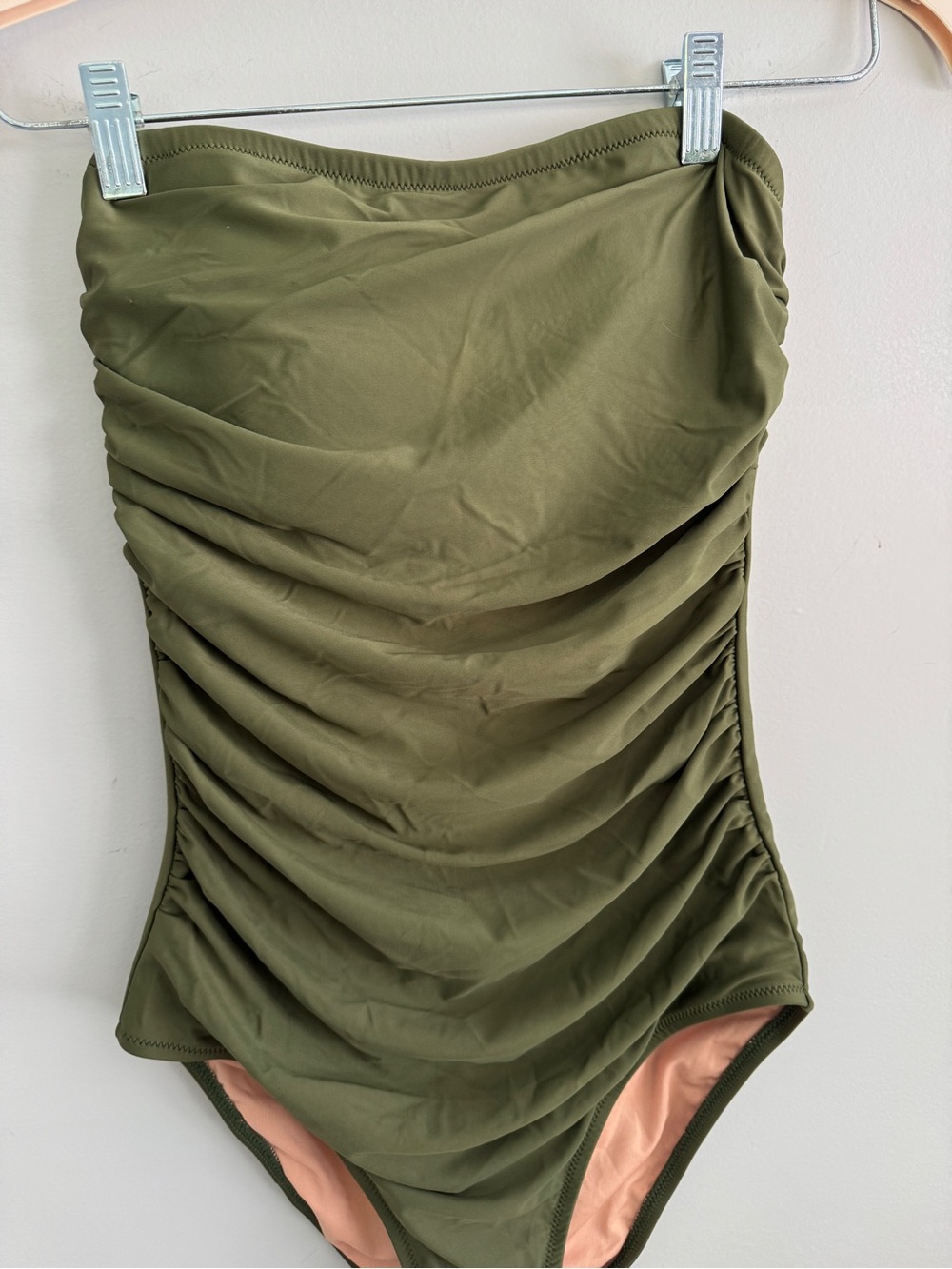 J.Crew Olive Green Ruched One-Piece Swimsuit - Picture 2 of 5